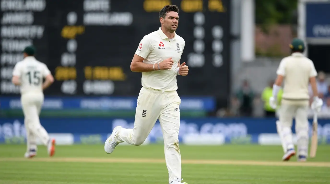 Action shot: James Anderson charging in to bowl during an England Test match.
